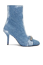 Givenchy G Woven Heel 90 Ankle Boot in Medium Blue, view 1, click to view large image.