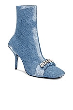 Givenchy G Woven Heel 90 Ankle Boot in Medium Blue, view 2, click to view large image.
