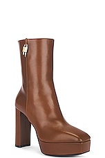 Givenchy G Lock Platform Ankle Boot in Walnut Brown, view 2, click to view large image.