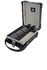 Globe-Trotter 3 Slot Watch Case 16x22.5x9cm in Black & Black, view 2, click to view large image.