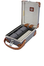 Globe-Trotter 3 Slot Watch Case 16x22.5x9cm in Grey & Caramel, view 2, click to view large image.