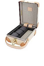 Globe-Trotter Safari 3 Slot Watch Case 16x22.5x9cm in Ivory & Natural, view 2, click to view large image.