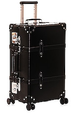 Globe-Trotter 4 Wheel Medium Check in Luggage 67x41x27cm in Black & Black Chrome, view 1, click to view large image.