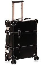 Globe-Trotter 4 Wheel Carry On Luggage 40x55x21cm in Black & Black Chrome, view 1, click to view large image.