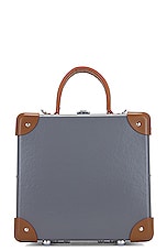Globe-Trotter The London Square Bag 20x20x11cm in Grey & Caramel, view 2, click to view large image.