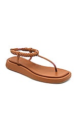 GIA BORGHINI x RHW Flat Thong Sandal in Rustic Brown, view 2, click to view large image.