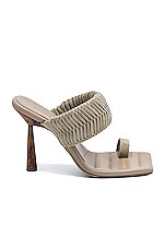 GIA BORGHINI x RHW Toe Ring Suede Mule in Cream, view 1, click to view large image.