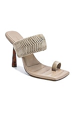 GIA BORGHINI x RHW Toe Ring Suede Mule in Cream, view 2, click to view large image.