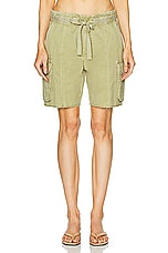 GRLFRND Slouchy Utility Twill Short in Light Olive, view 1, click to view large image.