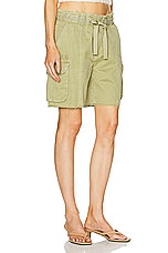 GRLFRND Slouchy Utility Twill Short in Light Olive, view 2, click to view large image.
