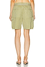 GRLFRND Slouchy Utility Twill Short in Light Olive, view 3, click to view large image.