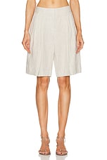 GRLFRND Linen Bermuda Shorts in Natural Linen, view 1, click to view large image.