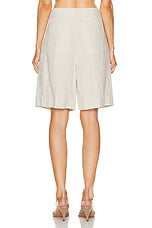 GRLFRND Linen Bermuda Shorts in Natural Linen, view 3, click to view large image.