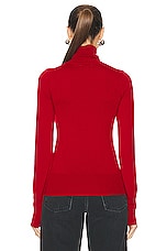 GRLFRND Merino Wool Turtleneck Sweater in Red, view 3, click to view large image.