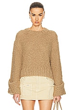 GRLFRND Open Stitch Knit Sweater in Khaki, view 1, click to view large image.