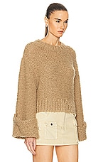 GRLFRND Open Stitch Knit Sweater in Khaki, view 2, click to view large image.