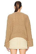 GRLFRND Open Stitch Knit Sweater in Khaki, view 3, click to view large image.