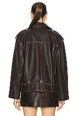 GRLFRND Cat Moto Jacket in Brown, view 4, click to view large image.