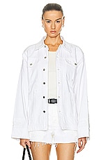 GRLFRND Jessie Body Drill Shirt Jacket in White Rip, view 1, click to view large image.
