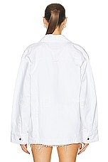 GRLFRND Jessie Body Drill Shirt Jacket in White Rip, view 3, click to view large image.