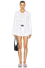 GRLFRND Jessie Body Drill Shirt Jacket in White Rip, view 4, click to view large image.