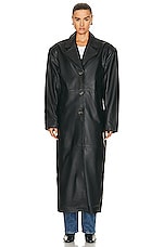 GRLFRND The Long Leather Coat in Black, view 1, click to view large image.