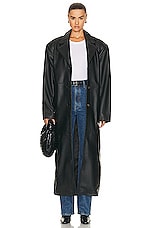 GRLFRND The Long Leather Coat in Black, view 2, click to view large image.