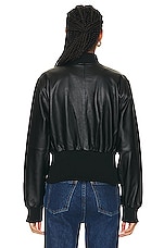 GRLFRND The Cropped Leather Bomber in Black, view 4, click to view large image.