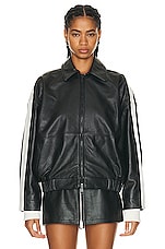 GRLFRND The Oversized Leather Bomber in Black & White, view 2, click to view large image.