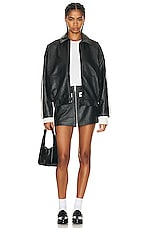 GRLFRND The Oversized Leather Bomber in Black & White, view 5, click to view large image.