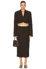 GRLFRND The Cropped Blazer in Ganache Brown, view 4, click to view large image.