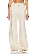 GRLFRND The Linen Cargo Pant in Natural Linen, view 1, click to view large image.