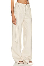 GRLFRND The Linen Cargo Pant in Natural Linen, view 2, click to view large image.