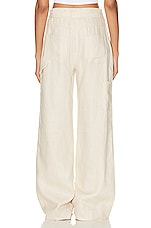 GRLFRND The Linen Cargo Pant in Natural Linen, view 3, click to view large image.