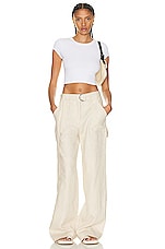 GRLFRND The Linen Cargo Pant in Natural Linen, view 4, click to view large image.