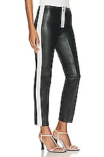 GRLFRND The Leather Moto Pant in Black & White, view 2, click to view large image.