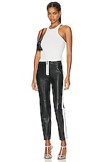 GRLFRND The Leather Moto Pant in Black & White, view 4, click to view large image.