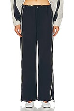 GRLFRND Cinched Waist Wide Leg Pant in Navy & Ivory, view 1, click to view large image.
