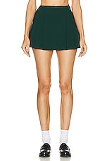 GRLFRND The Pleated Mini Skirt in Pine Green, view 1, click to view large image.