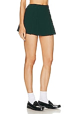 GRLFRND The Pleated Mini Skirt in Pine Green, view 2, click to view large image.