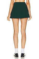 GRLFRND The Pleated Mini Skirt in Pine Green, view 3, click to view large image.