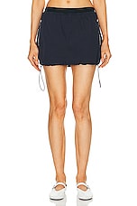 GRLFRND Cinched Mini Skirt in Navy, view 1, click to view large image.