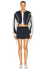 GRLFRND Cinched Mini Skirt in Navy, view 4, click to view large image.