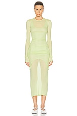 GRLFRND Mesh Midi Skirt in Electric Lime, view 4, click to view large image.