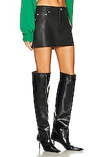 GRLFRND Niki Leather Mini Skirt in Black, view 2, click to view large image.
