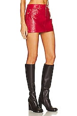 GRLFRND Niki Leather Mini Skirt in Red, view 2, click to view large image.