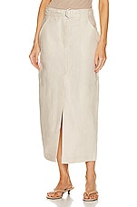 GRLFRND The Linen Cargo Midi Skirt in Natural Linen, view 1, click to view large image.