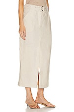 GRLFRND The Linen Cargo Midi Skirt in Natural Linen, view 2, click to view large image.