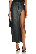 GRLFRND The Leather Blanca Skirt in Black, view 1, click to view large image.