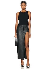 GRLFRND The Leather Blanca Skirt in Black, view 4, click to view large image.